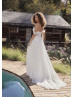 Off Shoulder Beaded Ivory Lace Tulle Flowing Wedding Dress